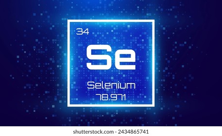 Selenium. Periodic Table Element with Symbol Se. Chemical Element Card with Number and Atomic Weight. Design for Education, Lab, Science Class. Vector Illustration.