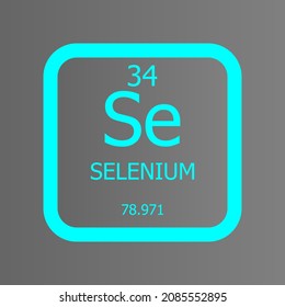 Selenium Se Chemical Element vector illustration diagram, with atomic number and mass. Simple flat dark gradient design for education, lab, science class.