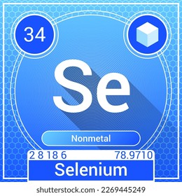 Selenium (Se) Element - Nonmetal - Periodic Table, Chemical Symbol, Name, Atomic Weight, Atomic Number, Electron Shells, Classification, Phase at STP - Chemistry Logo Icon Design