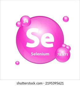 Selenium (Se) icon structure chemical element round shape circle Pink. 3D Illustration vector. Chemical element of periodic table Sign with atomic number. Study in science for education. 