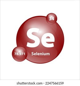 Selenium (Se) Icon structure chemical element round shape circle brown easily. 3D Illustration vector. Chemical element of periodic table Sign with atomic number. Study in science for education. 