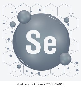 Selenium, Se minerals for health. Mineral vitamin complex. Medical and dietary supplement health care concept. Vector illustration