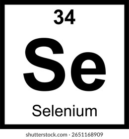 Selenium (Se) periodic table of elements tile. Icon with atomic number 34. Nonmetal and essential trace mineral for human health. Science education.