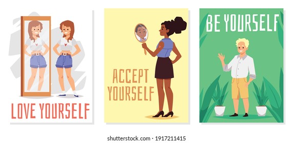 Self Acceptance Concept Positive People Look Stock Vector Royalty Free