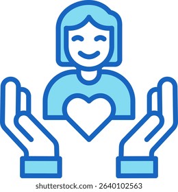 Self Acceptance Icon Blue Vector Illustration