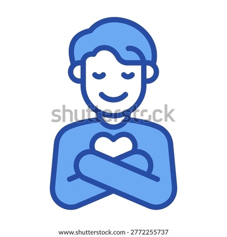 Self Acceptance Icon Blue Vector Illustration