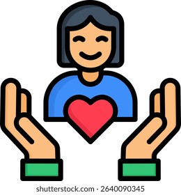 Self Acceptance Icon Lineal Color Vector Illustration