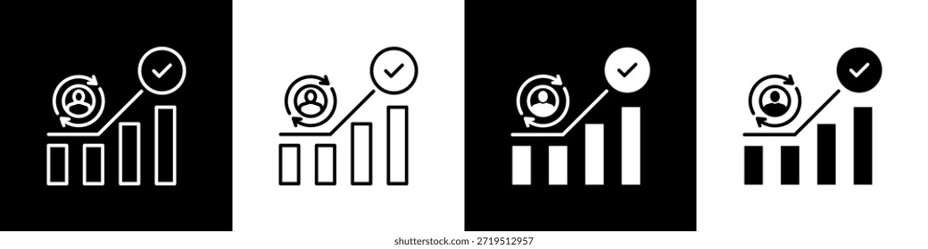Icono de auto-actualización con estilo minimalista blanco negro variante
