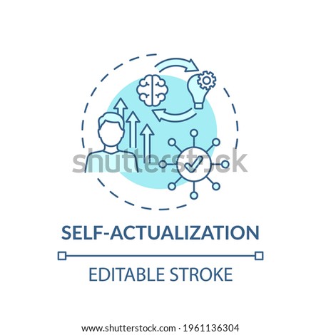 Self actualization turquoise concept icon. Realizing personal potential. Self development and self fulfilment idea thin line illustration. Vector isolated outline RGB color drawing. Editable stroke