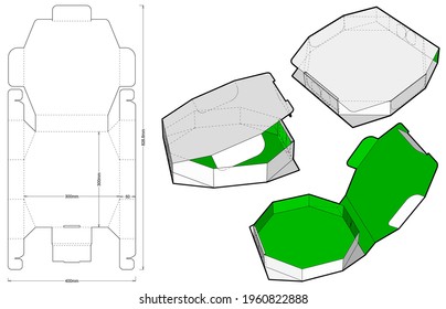 Self Assembling Octagonal Box and Die-cut Pattern. Flute Type E. The .eps file is full scale and fully functional. Prepared for real cardboard production.