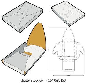 Self Assembly Chocolate box (Internal measurement 18x12+2cm) and Die-cut Pattern. The .eps file is full scale and fully functional. Prepared for real cardboard production.