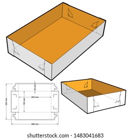 Self Assembly Tray and Die-cut Pattern. The .eps file is full scale and fully functional. Prepared for real cardboard production.