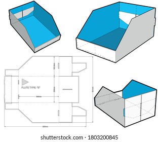 Self Assembly Tray (Internal measurement 20x20x15cm) and Die-cut Pattern. The .eps file is full scale and fully functional. Prepared for real cardboard production.