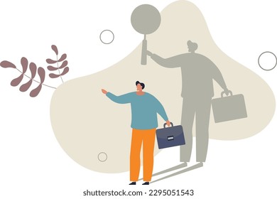 Self assessment or self analysis process to know yourself and discover plan or goal for living or work and career concept,.flat vector illustration.