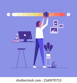 Self assessment, evaluate yourself for personal development or work improvement concept, vector illustration in cartoon style