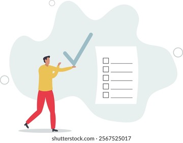 Self assessment, evaluate yourself for personal development or work improvement concept.flat characters.
