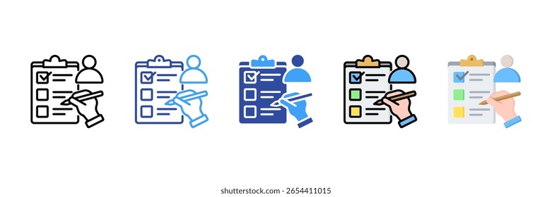 Conjunto de iconos de estilo múltiple de autoevaluación