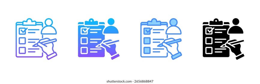 Conjunto de iconos de estilo múltiple de autoevaluación