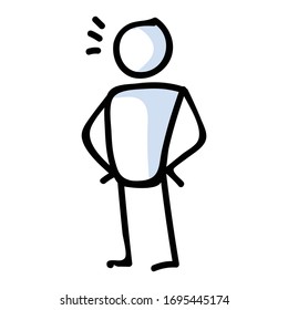 Self assured condifent stick figure lineart icon. Achievement through effort. Self confidence esteem pictogram for leadership vector illustration. Successful pose stickman.