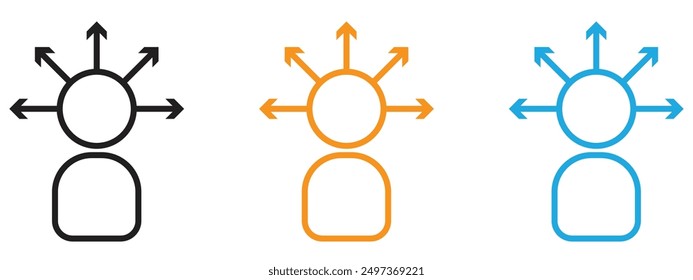 Self awareness icon Flat vector set outline