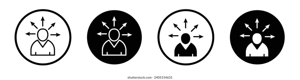 Self awareness icon set. individual personality awarenes vector symbol. make decision choice sign in filled and outlined style.