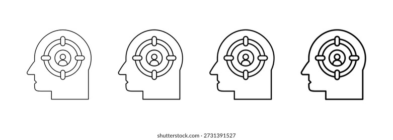 Conjunto de Vector de iconos de autoconciencia en diferentes estilos de línea de trazo