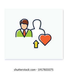Self awareness improving color icon. Self cognition. Introspection. Self improvement and self realization. Business and career development. Isolated vector illustration