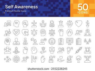 Self Awareness and Personal Growth Icon Pack for Wellness, Meditation, and Mindfulness