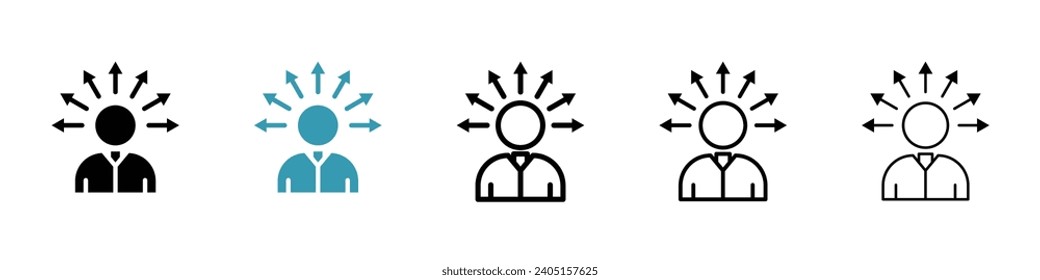 Selbstbewusstsein Vektorsymbol-Set. Individuelle Persönlichkeitsbewusstsein Vektorgrafik. Entscheiden Sie sich für Ui Designs.
