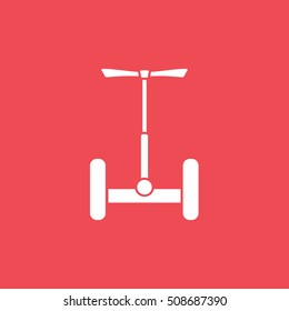 Self Balancing Electric Scooter Flat Icon On Red Background