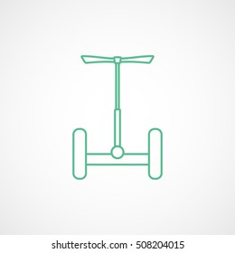 Self Balancing Electric Scooter Green Line Icon On White Background