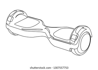 self balancing scooter contour vector illustration isolated