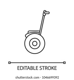 Self balancing scooter linear icon. Thin line illustration. Personal transporter. Contour symbol. Vector isolated outline drawing. Editable stroke