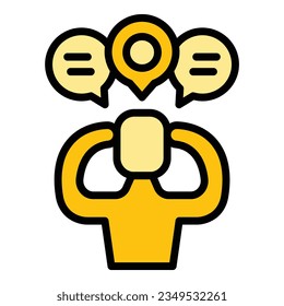 Self body icon outline vector. Stress reduction. Health massage color flat