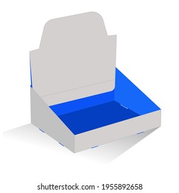 Self box, display blank box 3D white render box vector and color changeable also for mockup