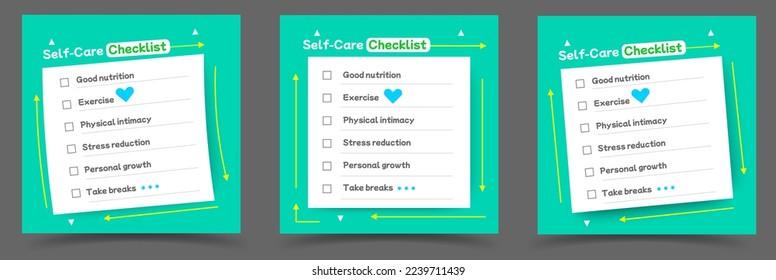 Self care checklist background or Self care task list or to do ideas for healthcare Notebook