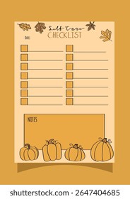 self care checklist with pumpkins
