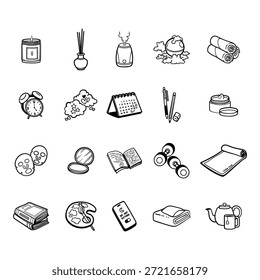 Elementos de ilustração de doodle de autocuidado