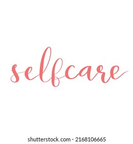 Self care hand drawn lettering design with flowers and heart hand lettering vector illustration in script