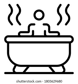 Self care hot bathtub icon. Outline self care hot bathtub vector icon for web design isolated on white background