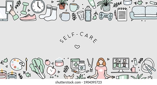 Self Care Icon Illustrated Banner