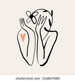 Self Care Line Art Minimalist Boho Icon Or Logo Holistic Healing Meditation For Harmony And Love