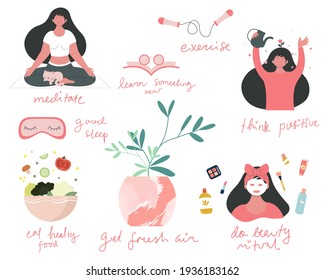 Self care and self love concept illustration.