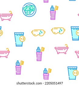 Self Care Procedure And Life Task vector seamless pattern thin line illustration