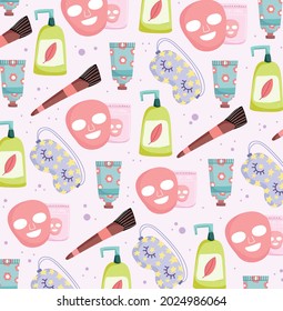 self care and skincare products pattern style