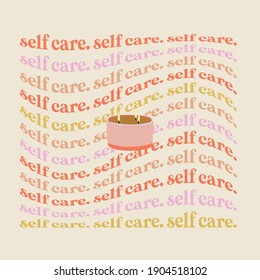 Self care text love illustration background vector