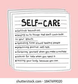 Cute funny self-care to do list, checklist. Vector hand drawn