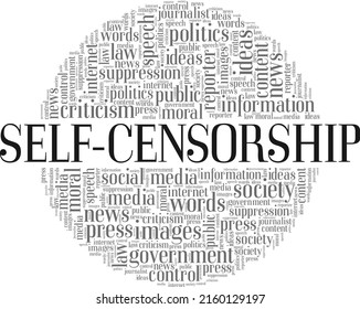 Self Censorship Word Cloud Conceptual Design Isolated On White Background.