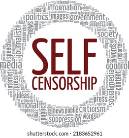 Self Censorship Word Cloud Conceptual Design Isolated On White Background.