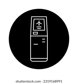 Self check in black line icon. Machine in airport terminal. Pictogram for web page, mobile app, promo.